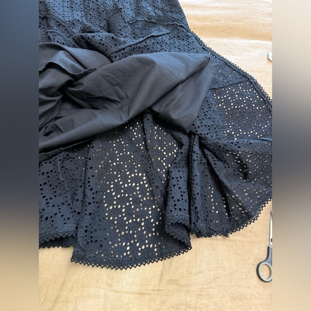 Coldwater Creek Black Eyelet lace ruffle midi Skirt - Picture 6 of 12